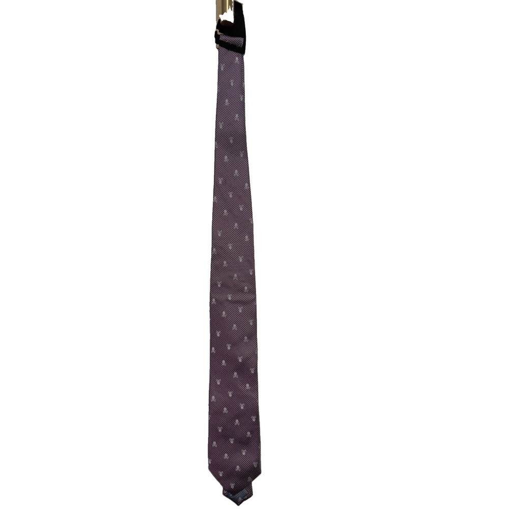 Haines & Bonner Mens Silk Purple Skull Crossbones Tie Classic Pointed Necktie